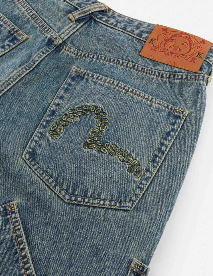 EVISU X F-LAGSTUF-F ダーティウォッシュ 刺繍 多ポケット S EVISU × F